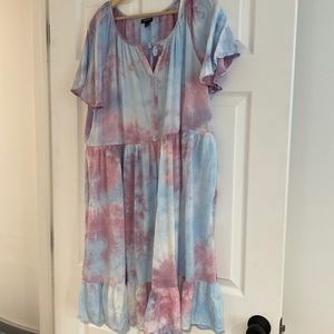 Torrid Multi Tie-Dye Crosshatch Tiered Babydoll Dress